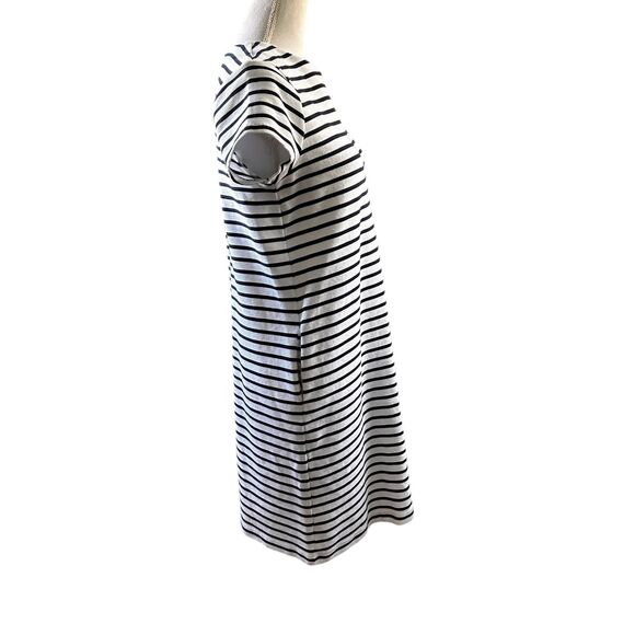Lauren Ralph Lauren Striped Knit Sheath Dress Navy White Textured Short Sleeve M - Picture 3 of 9